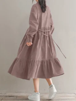 Solid Color Corduroy Patchwork Button Loose Casual Dress 9 Solid Color Corduroy Patchwork Button Loose Casual Dress -Zanzea Shop c8fee32e 8f1a 483c bf8c e6a52efd6a6c