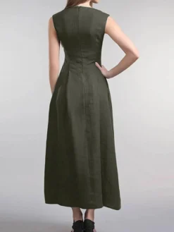 Women Solid Sleeveless Pocket Crew Neck Casual Dress -Zanzea Shop c922e1fe 837c 47c0 aaee 60ab698d87fc