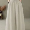 Solid Drawstring High Waist Pocket Wide Leg Pants