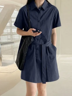 Solid Button Front Pocket Cargo Shirt Dress With Belt 18 Solid Button Front Pocket Cargo Shirt Dress With Belt -Zanzea Shop c92efd02 b7a5 4d05 b6e6 fceda9828370