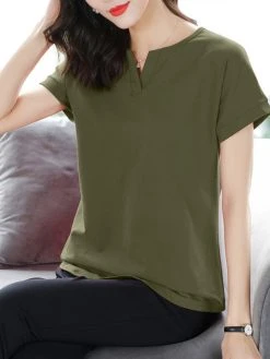 Solid Notch Neck Short Sleeve Casual T-shirt For Women 13 Solid Notch Neck Short Sleeve Casual T-shirt For Women -Zanzea Shop ca087e30 0ea8 4e94 8bc2 8b2607b4ce66
