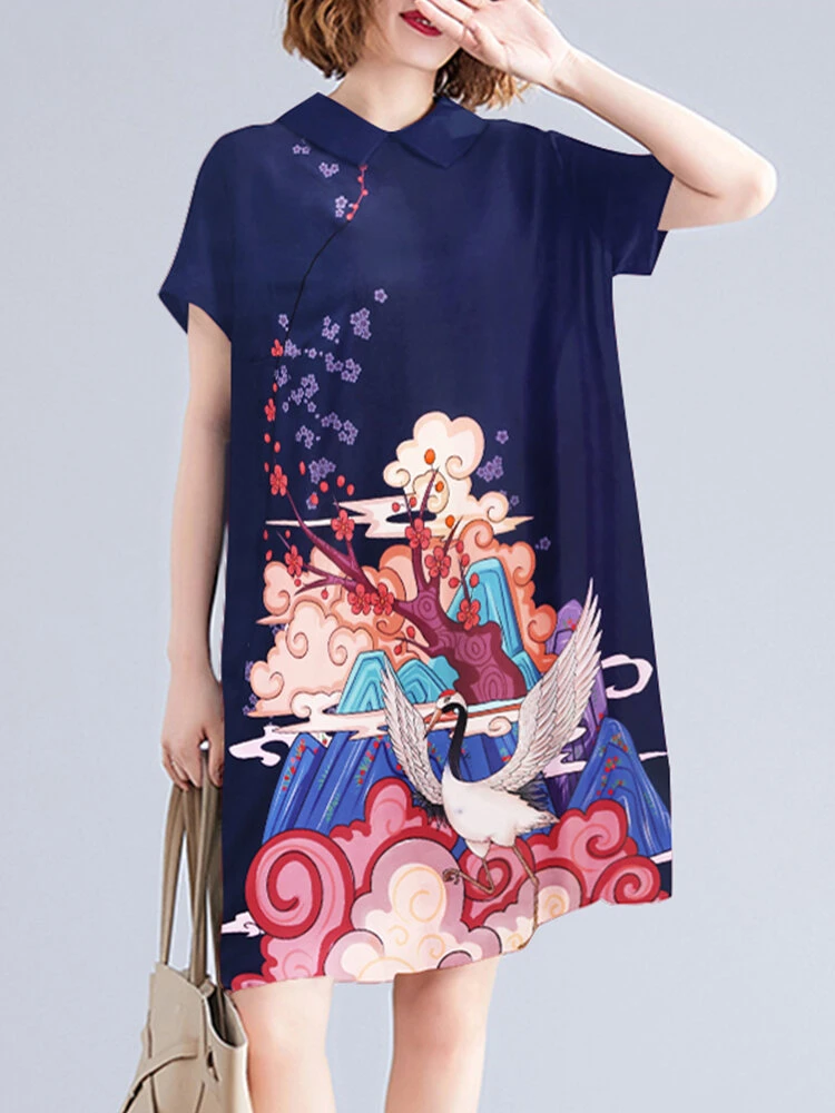 National Style Pattern Pocket Short Sleeve Midi Dress 7 National Style Pattern Pocket Short Sleeve Midi Dress - Image 7