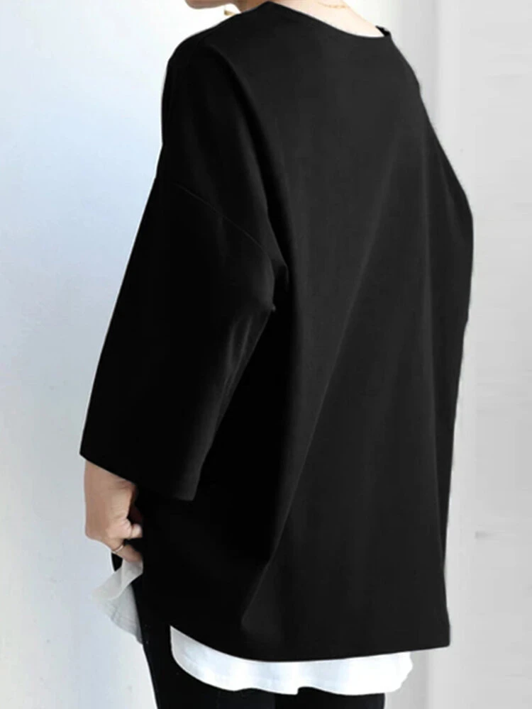 Solid Drop Shoulder Loose Crew Neck T-shirt For Women 6 Solid Drop Shoulder Loose Crew Neck T-shirt For Women - Image 6