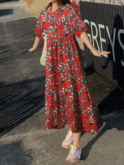 Floral Print Half Sleeve O-neck Loose Dress -Zanzea Shop cb33b4f6 9fc3 44e6 814a 1fcf6b9389f8