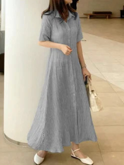 Striped Print Short Sleeve Lapel Button Shirt Dress 18 Striped Print Short Sleeve Lapel Button Shirt Dress -Zanzea Shop cbe3477b a611 4529 b5ed 99ed794625e0