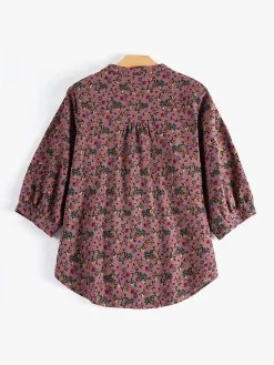 Women Ditsy Floral Print Stand Collar Half Button Cotton Blouse -Zanzea Shop cc44b201 957e 41c0 a8f2 3eaa77fb5f93