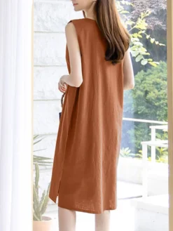 Leisure Solid Slit Hem V Neck Sleeveless Cotton Midi Dress 15 Leisure Solid Slit Hem V Neck Sleeveless Cotton Midi Dress -Zanzea Shop cc55c567 472b 4c52 871d c688135e96c7