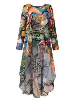 Graffiti Print High Low Long Sleeve Plus Size Blouse -Zanzea Shop ccb19d70 3d53 40f0 b07f 1abe0063b581