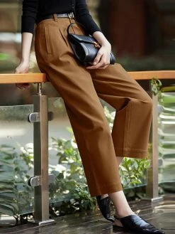 Solid Pocket Straight Leg Tailored Pants For Women -Zanzea Shop ccf0d4a9 05e5 46c9 82cc 2de7d03c7ea4