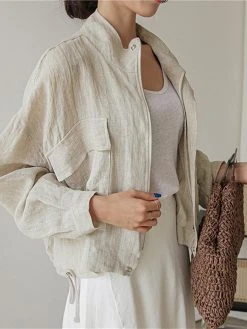 Solid Lapel Long Sleeve Zip Front Drawstring Jacket -Zanzea Shop cd1b6721 4845 4571 8386 7a3fc0493e8b