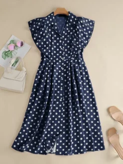 Dot Print Ruffle Sleeve Button Front Lapel Dress -Zanzea Shop ce0695dc d5f7 4558 b122 7fb374cc8a7d