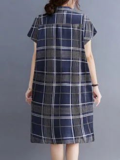 Cottagecore Letter Plaid Print Pocket Button Cotton Lapel Midi Dress -Zanzea Shop ce2c799f a673 4356 a95d 7da1e470e36d