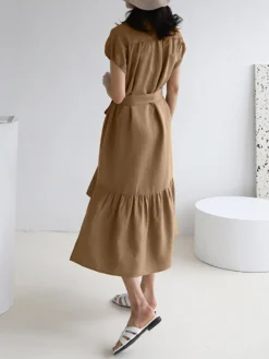 Solid Slit Pocket Lapel Short Sleeve Dress With Belt -Zanzea Shop ce9e7a90 9fef 45e9 a10e 4128bb6c47d0