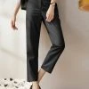 Solid Pocket Crop Tailored Pants For Women