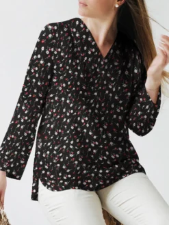 Allover Floral Print V-neck Slit Hem Long Sleeve Blouse -Zanzea Shop cecb2d88 729b 4ee5 acc0 edc04d87caf9