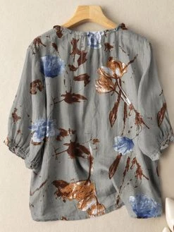 Plants Print 3/4 Sleeve Crew Neck Button Blouse 7 Plants Print 3/4 Sleeve Crew Neck Button Blouse -Zanzea Shop cf35fa46 e86b 46e4 ad75 2d36f3d1f8e3