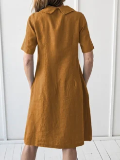 Solid Short Sleeve Pocket Lapel Dress For Women -Zanzea Shop d03fb754 fe3f 4c9a 9e69 159c8e19dfa1