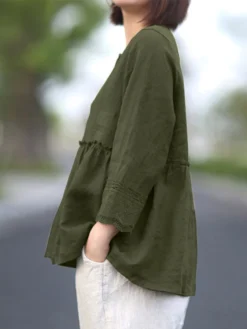 Lace Pleated Long Sleeve Plus Size Loose Blouse -Zanzea Shop d04bdeab d964 4d69 8ebd 703bf7d8193f