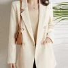 Solid Lapel Pocket Long Sleeve Button Casual Blazer