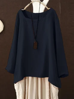 Solid Color Crew Neck Long Sleeve Plus Size Blouse 14 Solid Color Crew Neck Long Sleeve Plus Size Blouse -Zanzea Shop d194da33 1867 418b bf4e 711439238f75