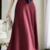 High Waist A-line Solid Satin Skirt For Women