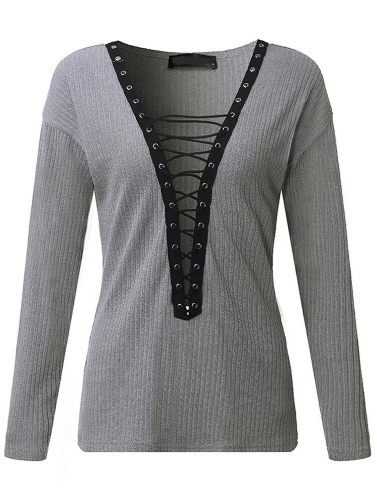 Criss-Cross Long Sleeve V-neck Blouses 6 Criss-Cross Long Sleeve V-neck Blouses - Image 6