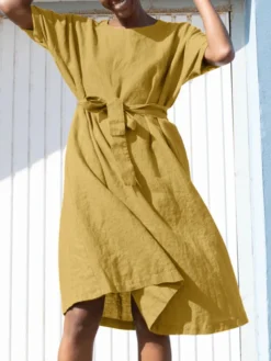 Solid Loose Crew Neck Short Sleeve Casual Dress With Belt 20 Solid Loose Crew Neck Short Sleeve Casual Dress With Belt -Zanzea Shop d2382816 982c 41c3 8fd0 b1c301948f4d