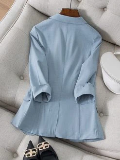 Solid Pocket 3/4 Sleeve Lapel Blazer For Women 9 Solid Pocket 3/4 Sleeve Lapel Blazer For Women -Zanzea Shop d272fe9c b98b 4794 a214 28faaac4bd90