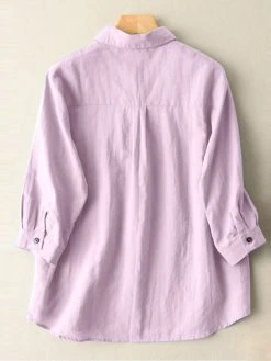 Solid 3/4 Sleeve Pocket Button Front Lapel Shirt 11 Solid 3/4 Sleeve Pocket Button Front Lapel Shirt -Zanzea Shop d2a766e2 f4b6 480b b388 65fd8dd96a68