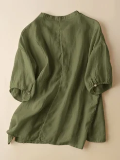 Women Solid Notch Neck High Low Hem Cotton Blouse -Zanzea Shop d3ceb66d e5a9 40c6 8e7c b4959b5c8ce9