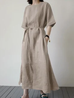 Solid Slit Pocket Half Sleeve Loose Dress With Belt 21 Solid Slit Pocket Half Sleeve Loose Dress With Belt -Zanzea Shop d3d4c73a 364e 41aa b14f 05cfb3234160
