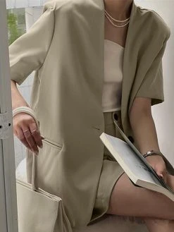 Solid Pocket Pleated Button Short Sleeve Two Pieces Suit -Zanzea Shop d3fc01c9 6baa 4af5 a92f 60dd923330f9