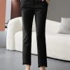 Women Solid Pocket High-low Hem Tailored Pants