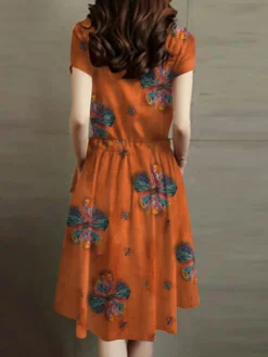 Flower Print Drawstring Waist Pocket Short Sleeve Vintage Dress 13 Flower Print Drawstring Waist Pocket Short Sleeve Vintage Dress -Zanzea Shop d4b0a832 ddb3 49ff 8da7 c08598f79ee8