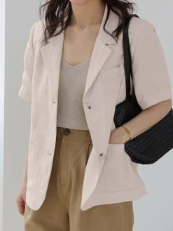 Solid Pocket Button Front Short Sleeve Lapel Casual Blazer -Zanzea Shop d79f3b25 7844 4757 b248 e99345b4bfde