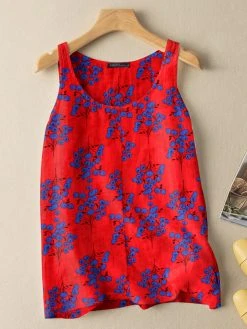 Women Floral Print Crew Neck Vacation Sleeveless Tank Top -Zanzea Shop d82292b4 e916 461d 831b 5aafe727c239