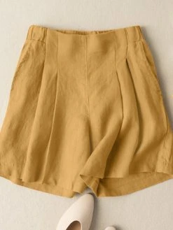 Solid Ruched Pocket Casual Cotton Shorts -Zanzea Shop d8306db6 a8ab 40eb 9b40 4554f91d9e6d