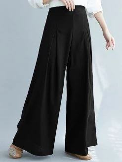 Solid Color Pleated Elastic Waist Casual Loose Wide-Leg Pants For Women 9 Solid Color Pleated Elastic Waist Casual Loose Wide-Leg Pants For Women -Zanzea Shop d8592af0 1554 454a 95f8 5faf17e440dd