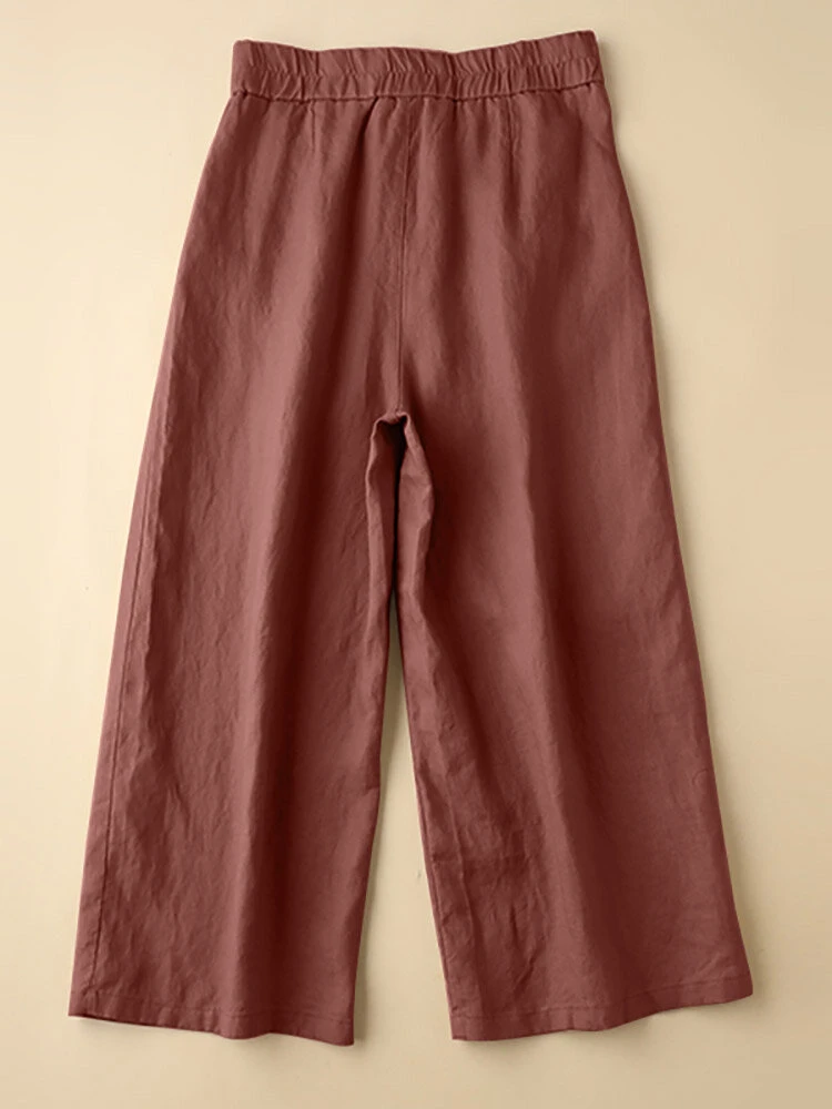 Solid Pocket Zip Front Elastic Waist Straight Leg Pants 4 Solid Pocket Zip Front Elastic Waist Straight Leg Pants - Image 4