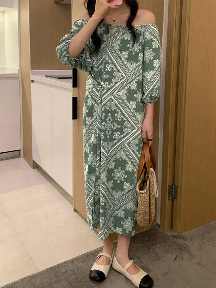 Tribal Paisley Print Off Shoulder 3/4 Sleeve Dress 6 Tribal Paisley Print Off Shoulder 3/4 Sleeve Dress - Image 6