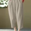 Women Solid Pocket Elastic Waist Casual Harem Pants