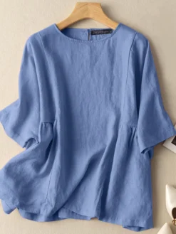 Solid Keyhole Back Loose Half Sleeve Crew Neck Blouse -Zanzea Shop d953f972 dc70 464b 9ffe f553f8eec722