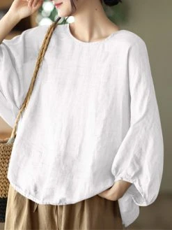 Solid Loose Dolman Sleeve Crew Neck Blouse -Zanzea Shop d970d6f6 fbbf 456c bd07 3006476aa5e5