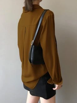 Solid Button Front Lapel Long Sleeve Shirt -Zanzea Shop d9d9784a 561b 4e0b bf67 b1104a857f8e