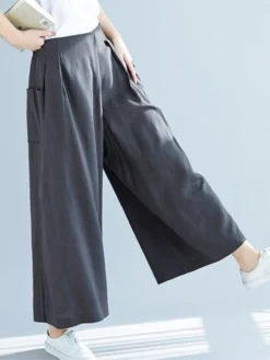 Casual Solid Color Plus Size Wide Leg Pants With Pockets -Zanzea Shop da7cb88f 33cb 4b8d a72b 631da23ef210