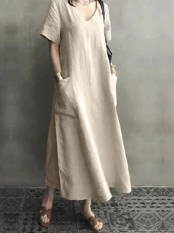 Vintage Short Sleeve V Neck Pockets Dress 14 Vintage Short Sleeve V Neck Pockets Dress -Zanzea Shop db9d9281 0821 4409 95a6 5210d282658a