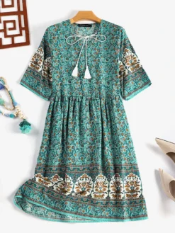 Women Ditsy Floral Print V-Neck Tie Bohemian Half Sleeve Dress 12 Women Ditsy Floral Print V-Neck Tie Bohemian Half Sleeve Dress -Zanzea Shop dbd69d92 b27c 4bf9 ac91 530eab767b33