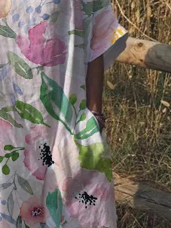 Women Watercolor Floral Print V-Neck 3/4 Sleeve Dress With Pocket -Zanzea Shop dc275e04 1991 421f 930d df613a65b50e