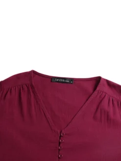 Casual Solid Color Button V-neck Plus Size Dress With Pockets -Zanzea Shop dc645418 10ea 463e 99aa ca73d249806b