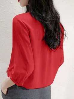 Solid Button 3/4 Sleeve Stand Collar Blouse For Women 19 Solid Button 3/4 Sleeve Stand Collar Blouse For Women -Zanzea Shop dd4d1911 d1c7 4fd9 95d1 366cc5acec85